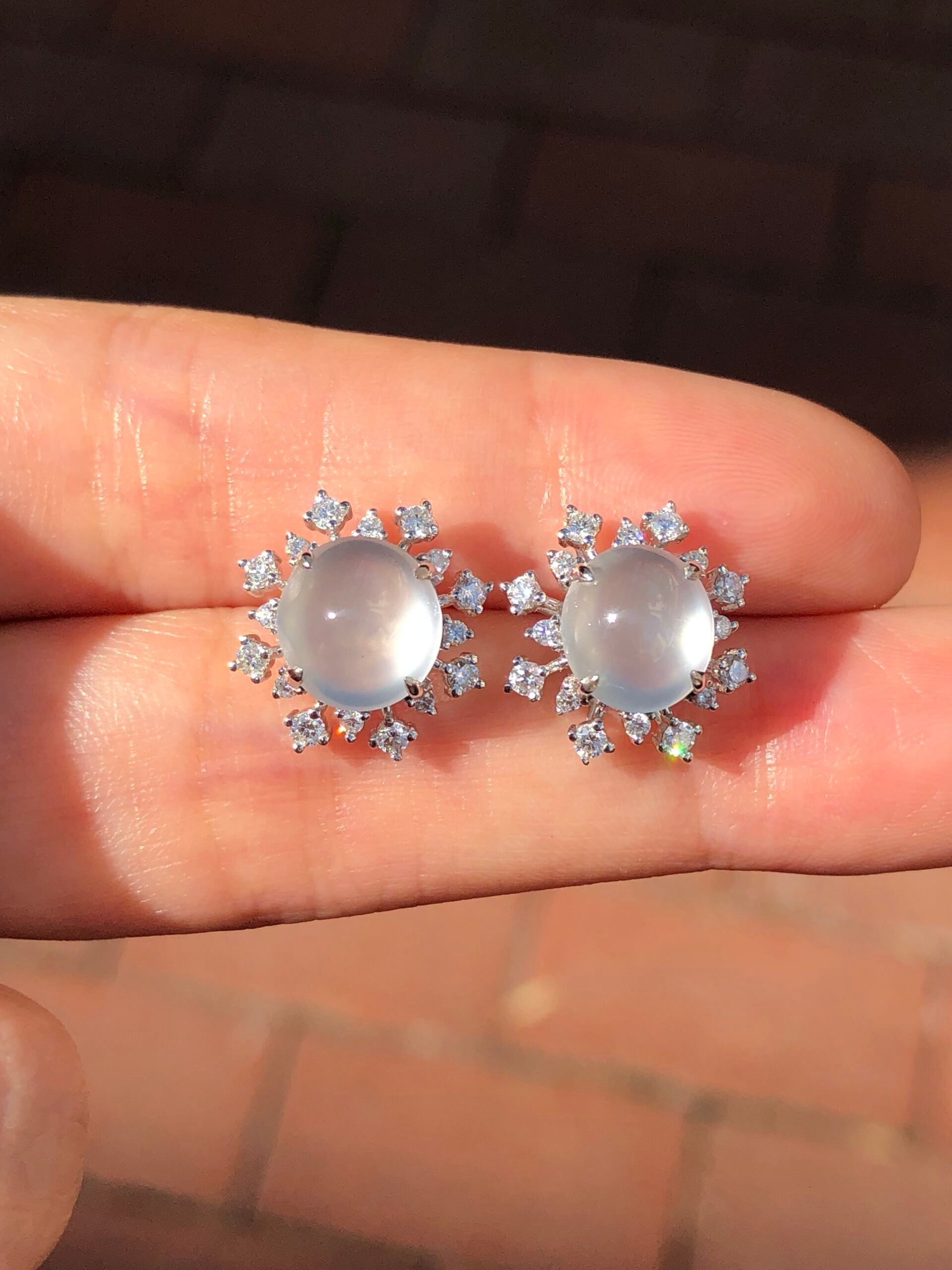 Icy Jade Cabochons Earrings (Glassy Variety)