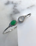 Green and Icy Jade Cabochons Bangle (Glassy Variety)
