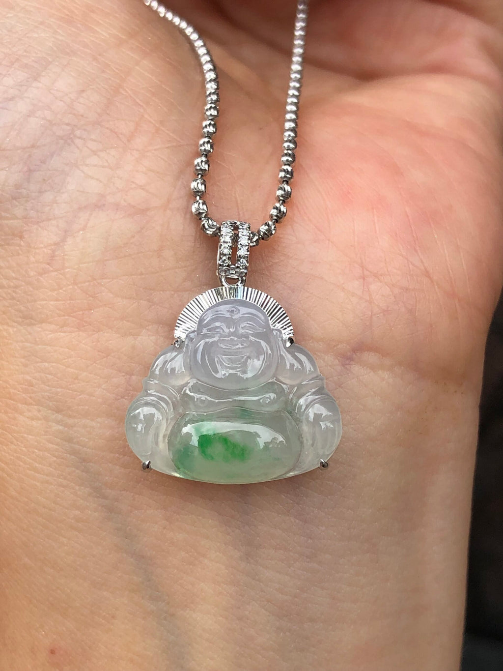 Icy Green Jade Buddha Pendant