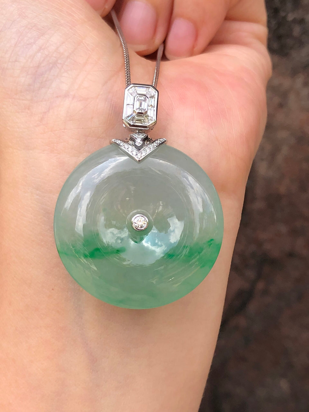 Icy Green Jade Safety Coin Pendant