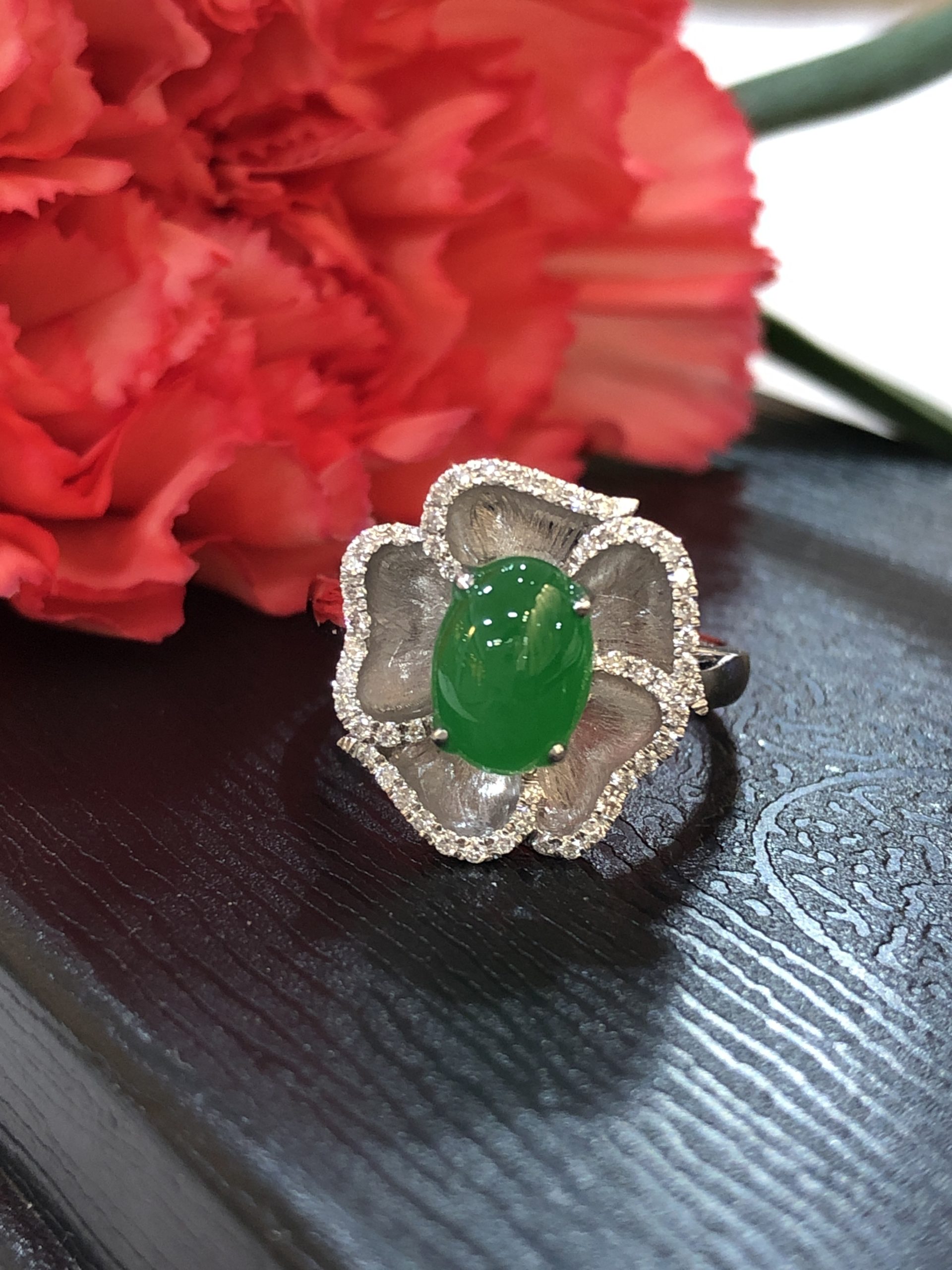 Jade sales flower ring
